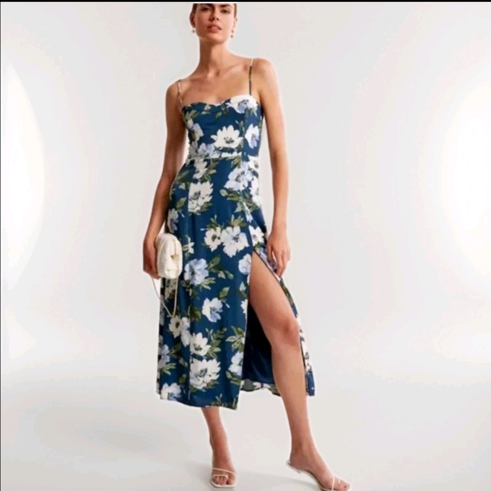 Abercrombie & Fitch Blue Floral Midi Dress
